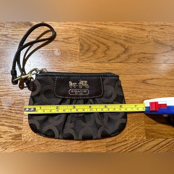 Coach Signature C Print Brown With Gold Colored Hardware and Logo Small Wristlet - Picture 8 of 8
